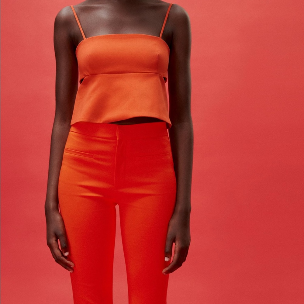 Zara Orange Two-Piece Pantsuit
